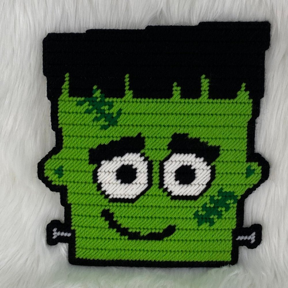Handcrafted Frankenstein's Monster Needlework Halloween Wall Hanging